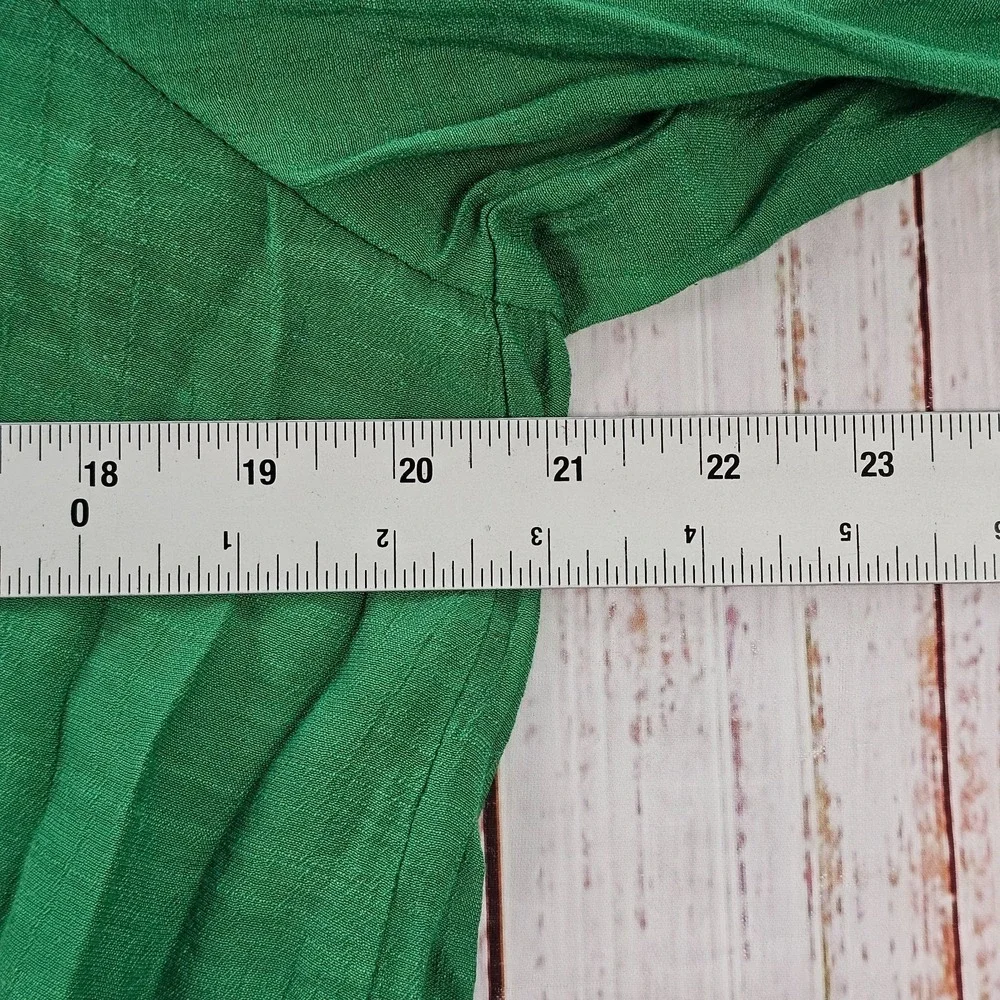 Melissa Paige Green Button Front Boyfriend Shirt Blouse Large Spring Minimalist - Picture 6 of 8